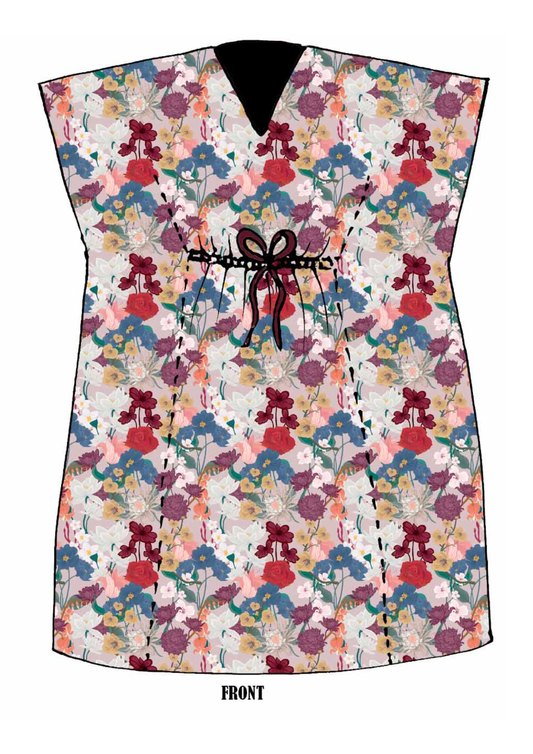 Vestido caftán largo con estampado floral