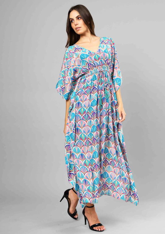 Vestido caftán largo con estampado floral