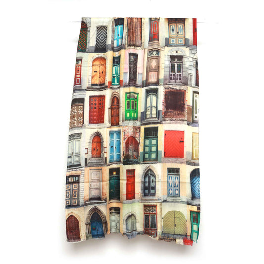 Écharpe de créateur en soie mérinos architecturale