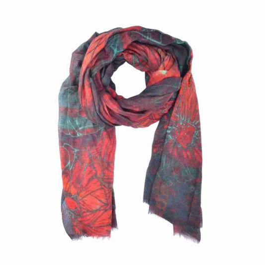 Abstract Fine Merino Silk Designer Scarf