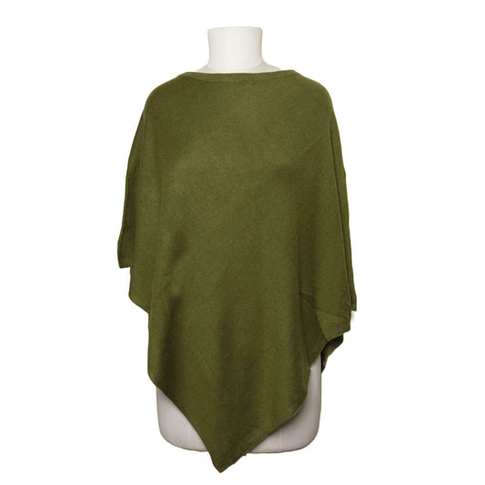 Boat Neck Wool Blend Poncho (Khakhi)