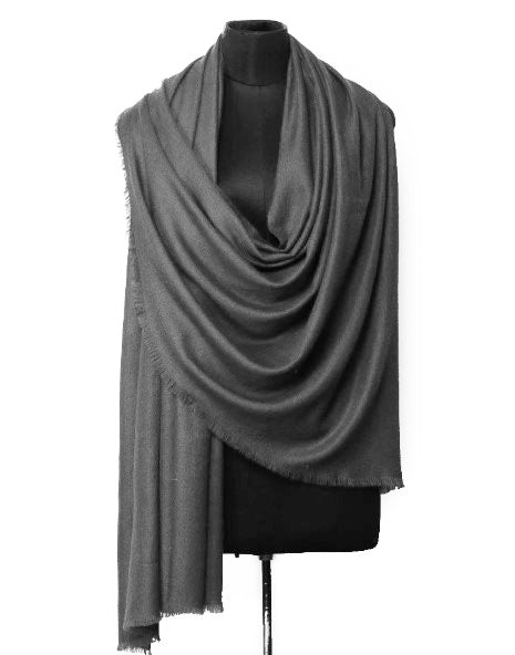 Charcoal black Pure Cashmere wool Scarf