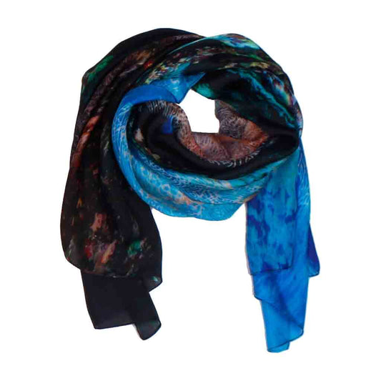 Ocean Reef Coral Australian Coastal Scarf – Pure Silk Designer Wrap | Marine Nature Print