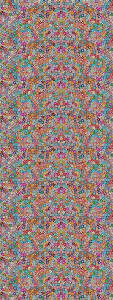 Millefiori Blossom Multicolour Abstract Floral Pure Linen Designer Scarf | Vibrant Artistic Wrap