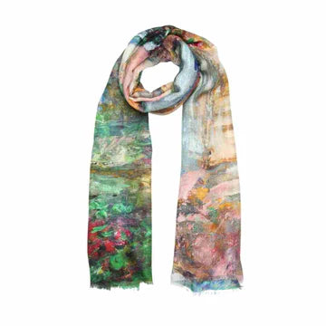 Rustic Cottage Garden Old Masters Merino Wool Silk Designer Scarf