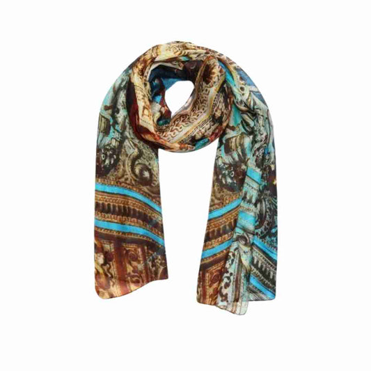 Renaissance Grandeur Architectural Scarf – Pure Silk Designer Wrap | Baroque Ceiling Art Print