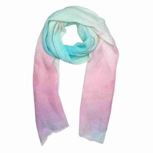 Abstract Pastel Dream Linen Scarf – Soft Aqua, Lilac & Blush Hues