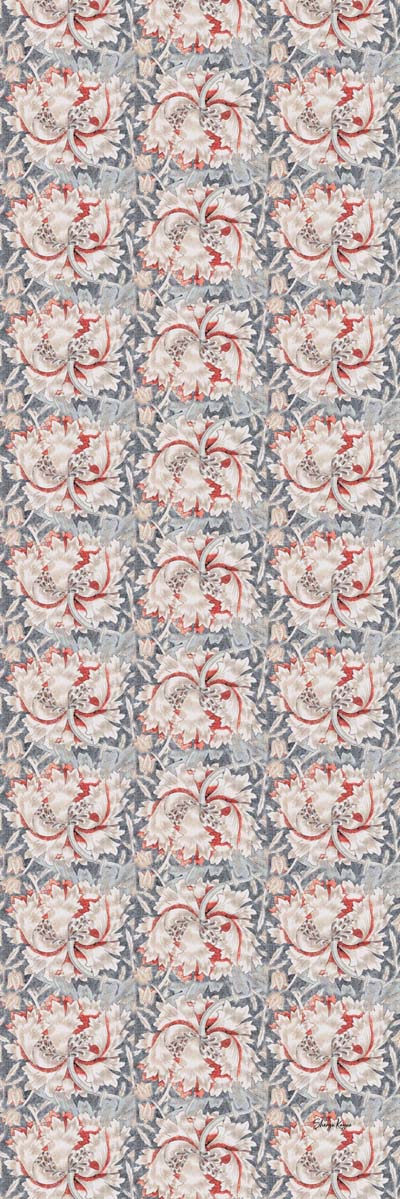 Crimson Peony Japanese Bloom Scarf – Japanese Designer Linen Wrap Vintage Japanese Floral Botanical Print