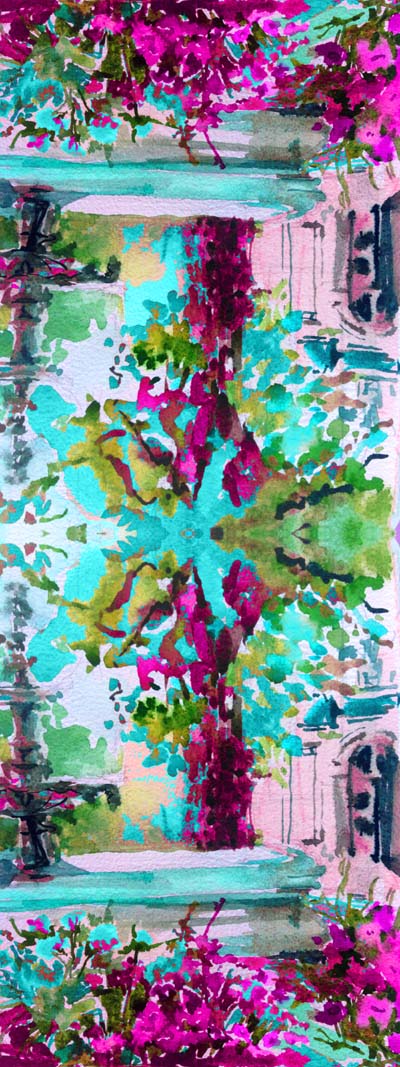 Bougainvillea Courtyard Cotton Modal Scarf