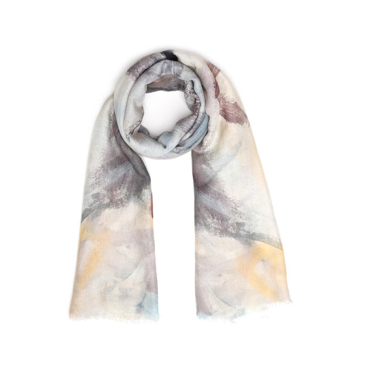 Ethereal Muse Fine Wool Scarf – Abstract Portrait Art Print