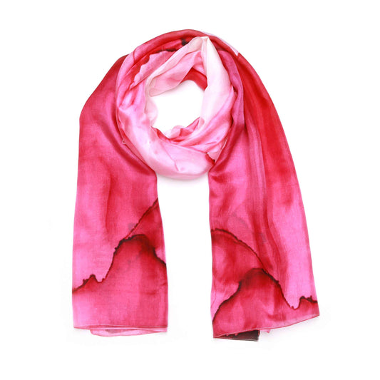 Rosé Dreams Abstract Scarf – Pure Silk Designer Wrap | Pink Watercolor Art Print