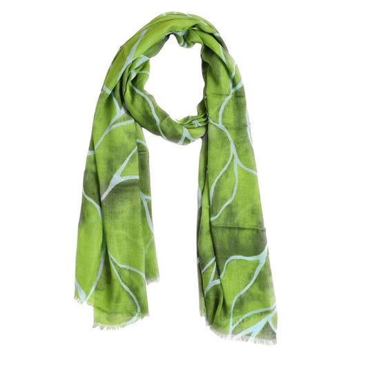 Verdant Flow Modal Silk Scarf – Organic Line Print
