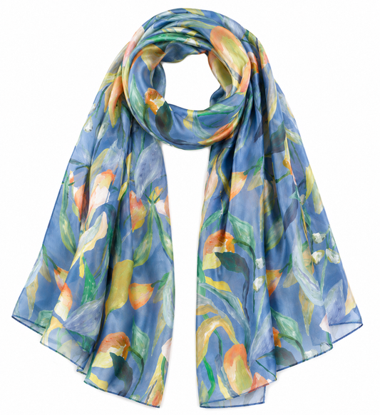 Écharpe de créateur en pure soie à motif floral