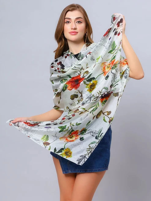 Bufanda de diseño de seda modal con estampado floral