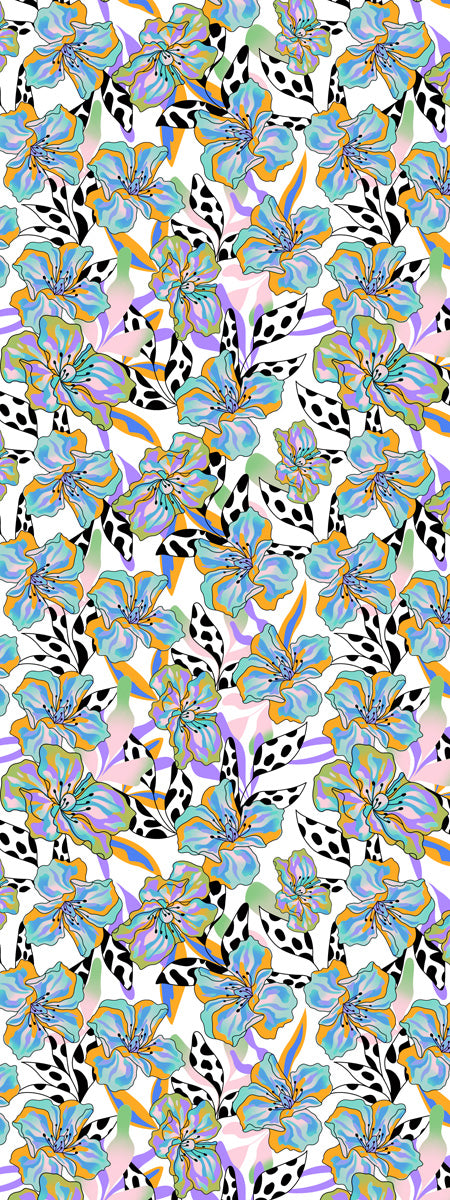 Colourful Botanical Floral Fine Merino Wool Scarf