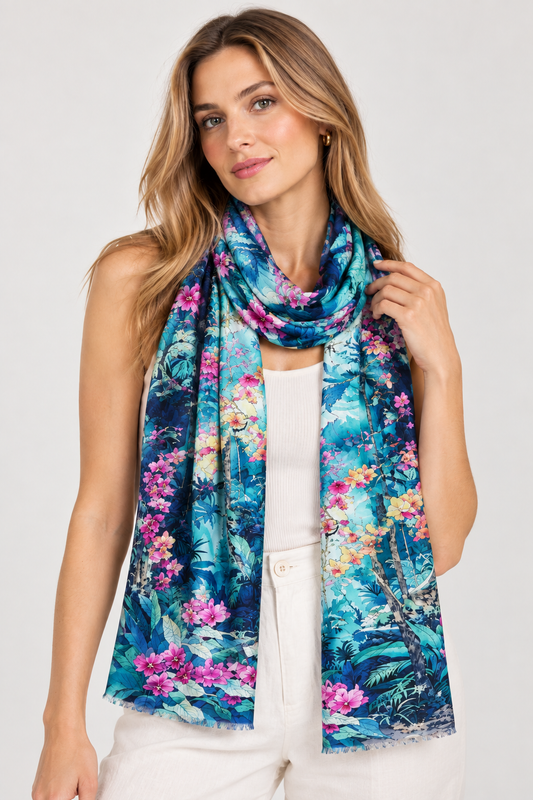 Rainforest Canopy Orchid Pure Silk Scarf
