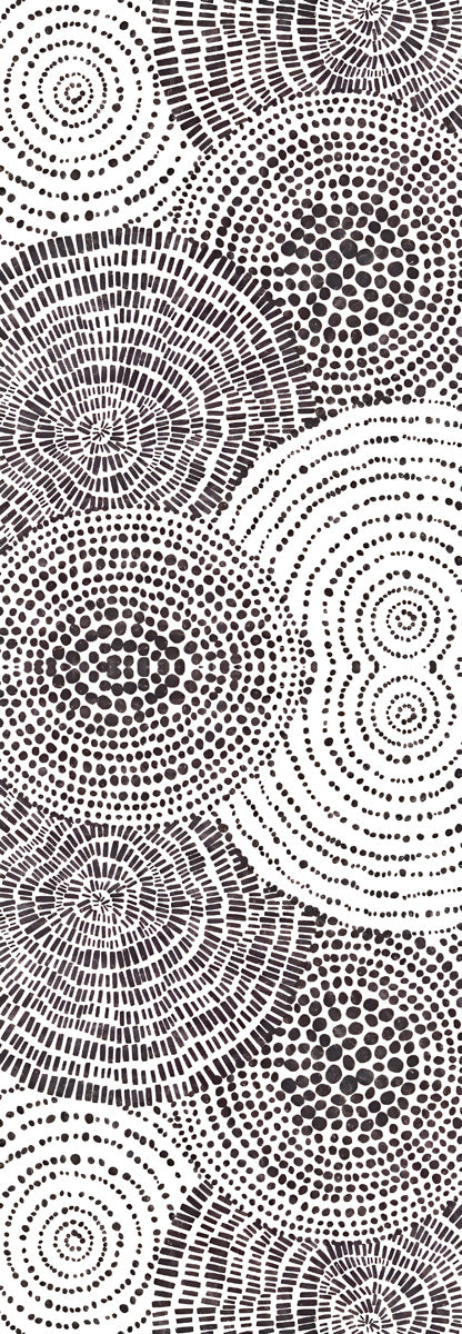 Black & White Concentric Dot Mandala Print Modal Silk Scarf