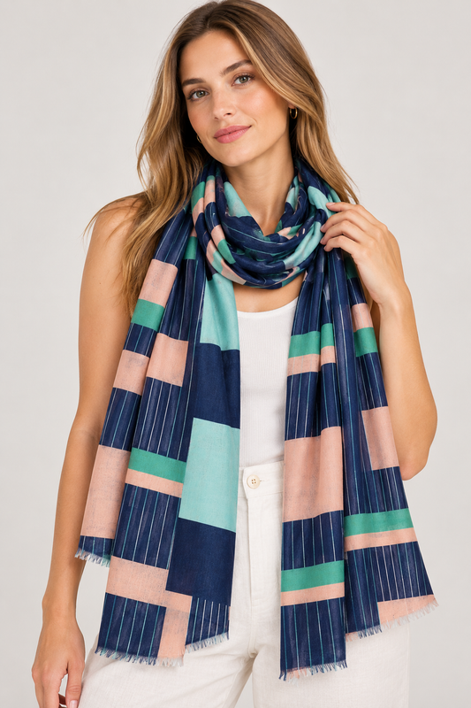 Bauhaus Mod Colorblock Pure Silk Scarf