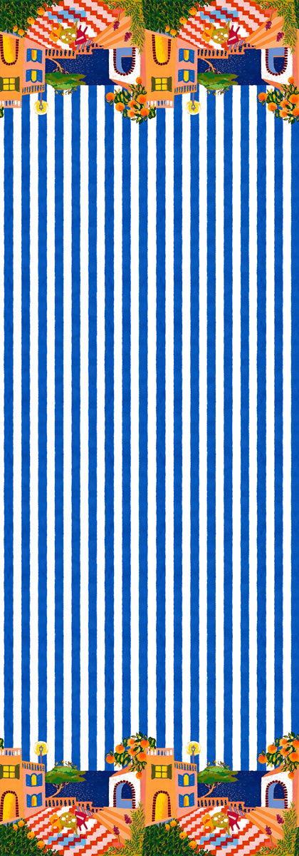 Mediterranean Riviera Blue Stripe Modal Silk Scarf