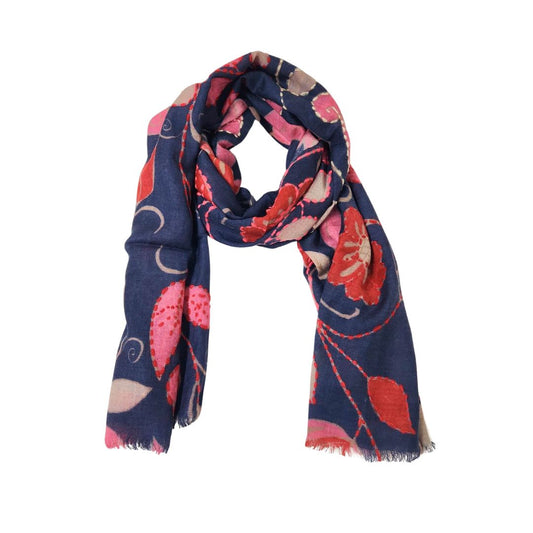 Bufanda de diseño de lana merino bordada con motivos florales Kantha