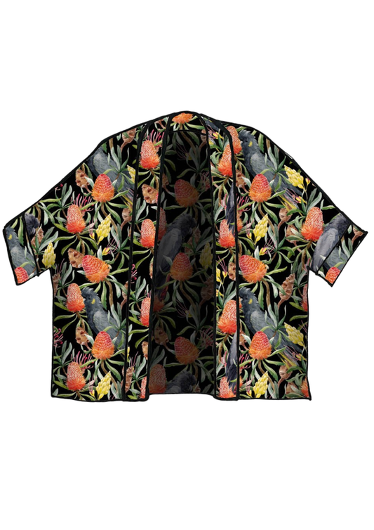 Midnight Banksia Bloom Short Kimono – Australian Botanical