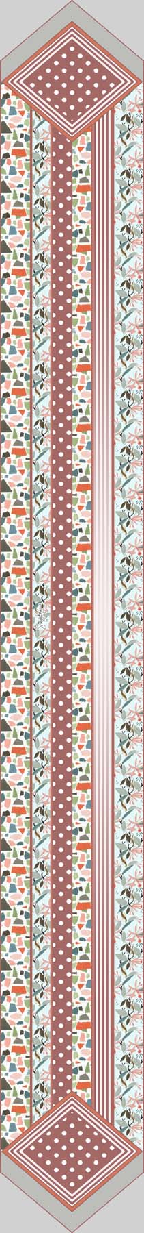 Multicolour Floral & Geometric Silk Skinny Scarf
