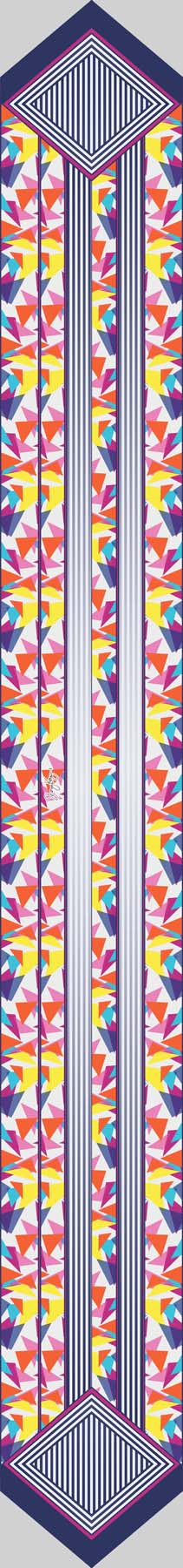 Multicolour Geometric Skinny Scarf