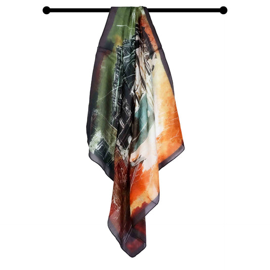 Abstract Pure Silk Pocket Square Scarf