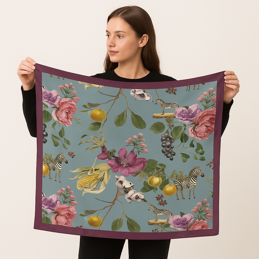 Floral Pure Silk Square Scarf