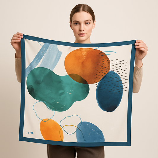 Abstract Pure Silk Square Scarf
