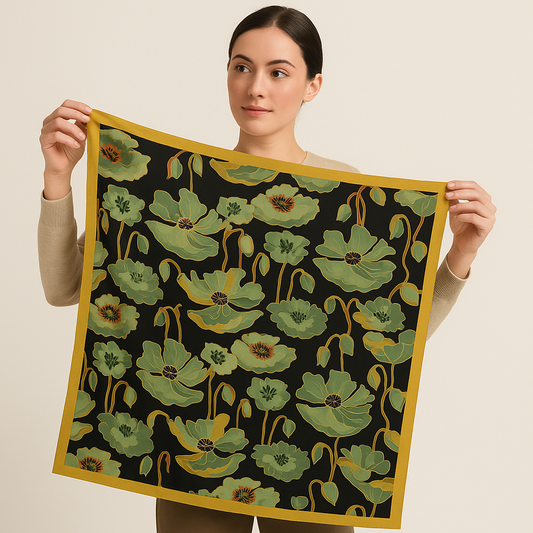 Floral Pure Silk Square Scarf