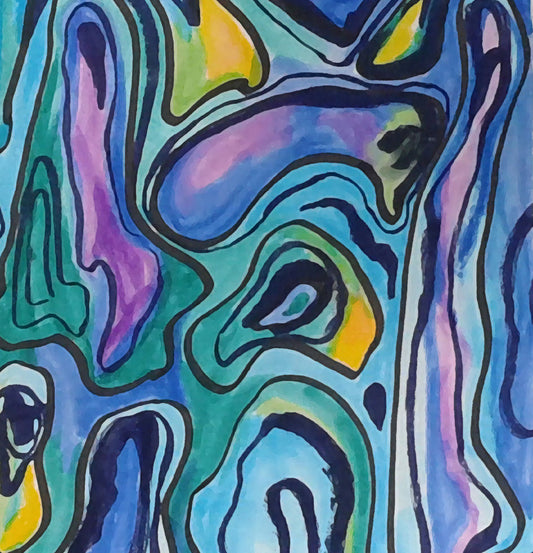 Fluid Mosaic Silk Square Scarf