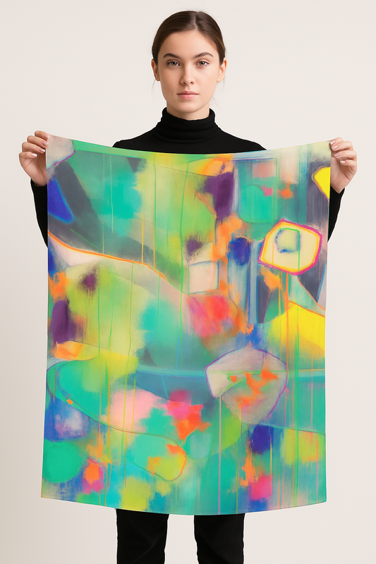 Abstract Pure Silk Square Scarf
