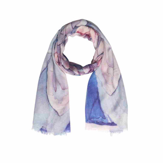 Pastel Succulent Bloom Abstract Floral Cotton Modal Designer Scarf – Soft Watercolor Botanical Print
