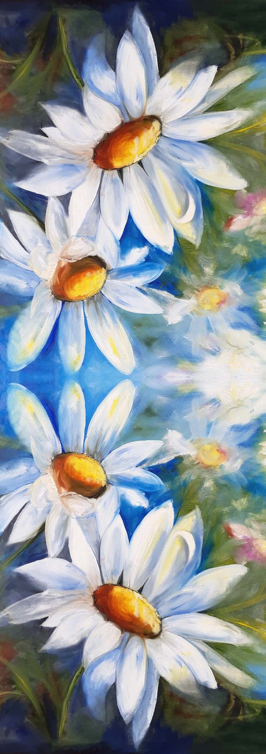 Blue Daisy Bloom – Cotton Modal Summer Scarf