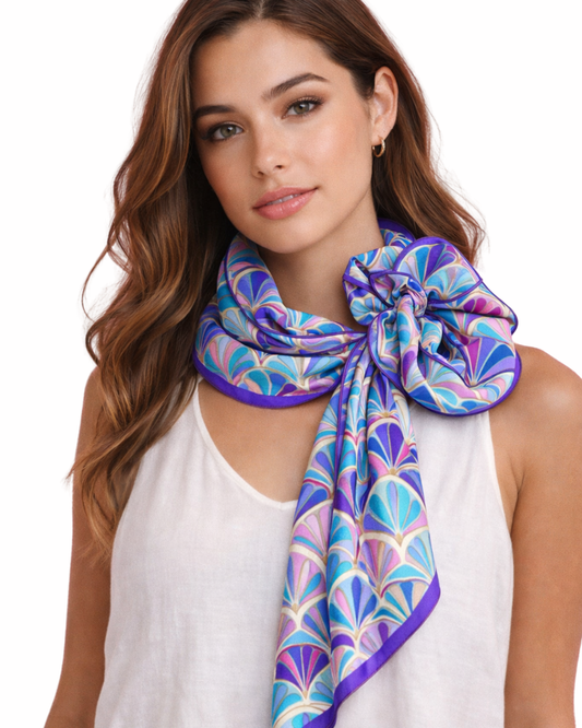 Deco Fan Elegance Silk Square Scarf