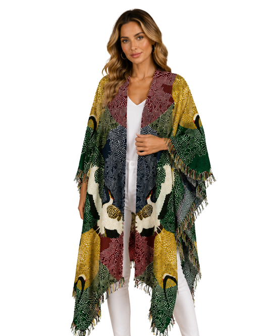 Abstract Merino Wool Travel Cape
