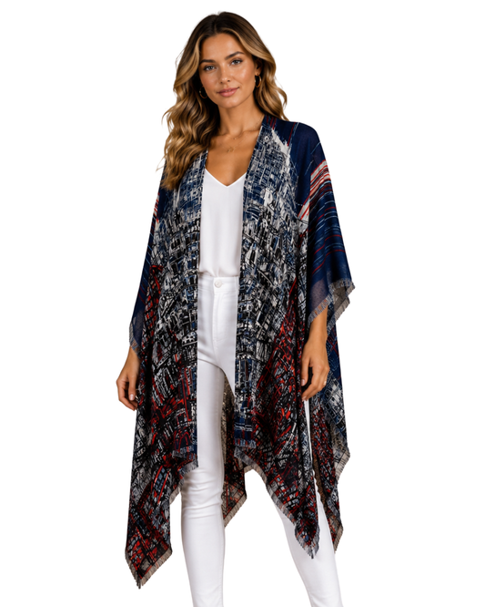 Architectural Merino Wool Travel Cape