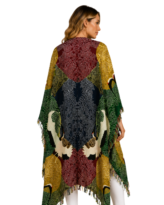 Abstract Merino Wool Travel Cape