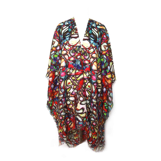 Abstract Merino Wool Travel Cape