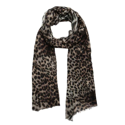 Classic Leopard Animal Print Scarf – Fine Merino Wool Designer Wrap | Timeless Wild Pattern
