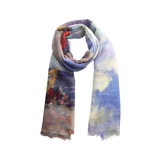 Coastal Seaside Umbrella Scarf – Merino Fine Wool Designer Wrap | Impressionist Ocean Beach Australain CoastalPrint