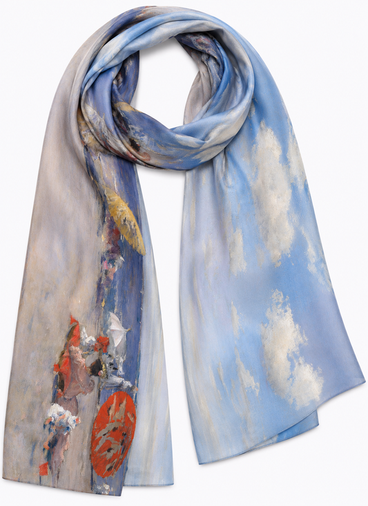Écharpe de créateur en pure soie à motif floral