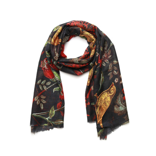Animal Embroidered Merino Silk Designer Scarf