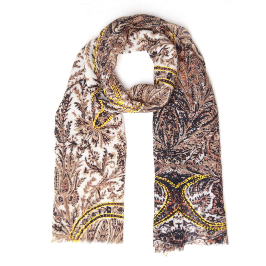 Tropical Merino Embroidered Scarf