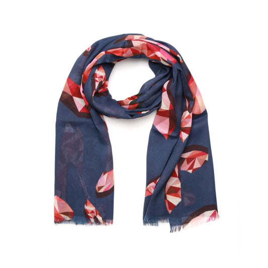 Abstract Fine Merino Silk Designer Scarf