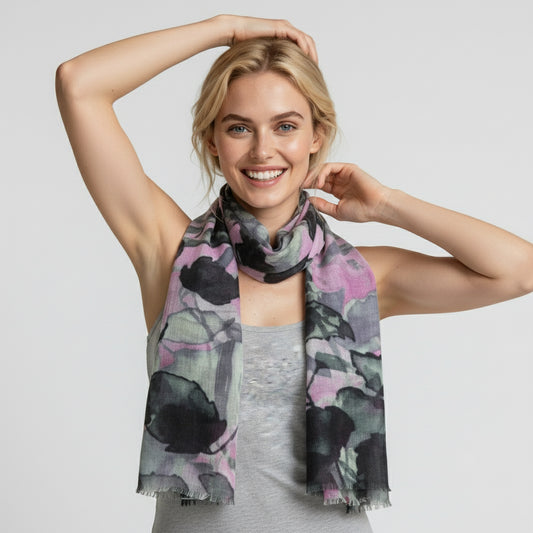 Tropical Fine Merino Silk Designer Scarf