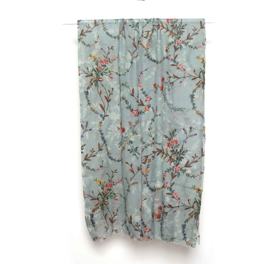 Grey Meadow Fine Merino Wool Scarf – Delicate Botanical Vine Print