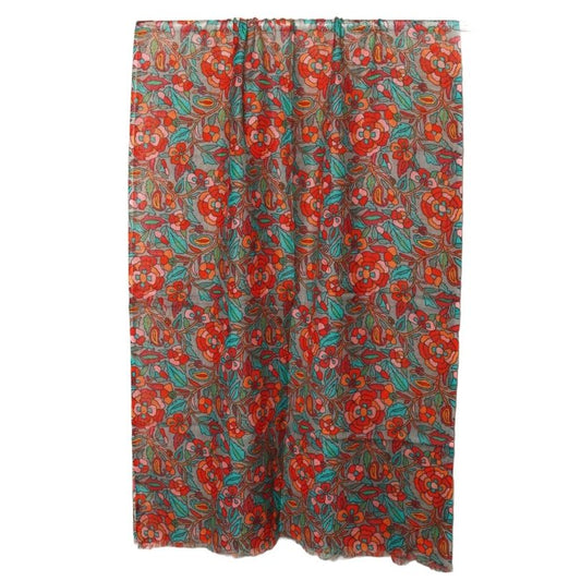 Meadow Mosaic Floral Scarf – Modal Silk Wrap | Multicolor Folk Art Inspired Designer Wrap