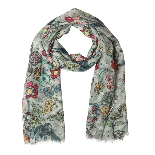 Bufanda de diseño de seda merino con diseño floral